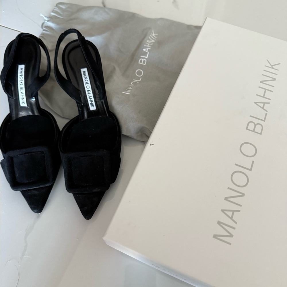 Manolo Blahnik Black Suede Heels Maysli size 35
